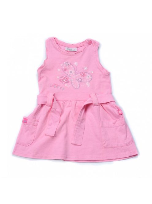 Lány ruha, baba, megkötős, rózsaszín, pillangós, 74-es méret, Okay