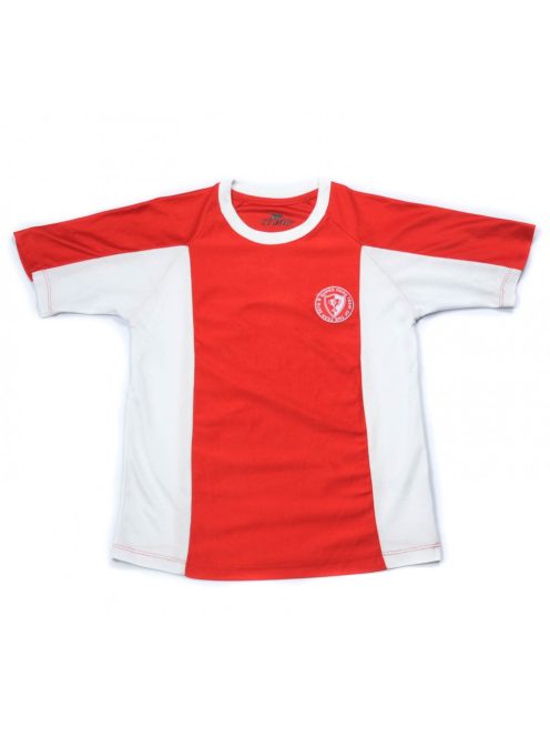 Fiú póló, sport, piros fehér, 134-140-es méret, Crane