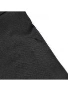 Női fekete térd feletti rövid nadrág,  kishibás, fehér cérnával varrt