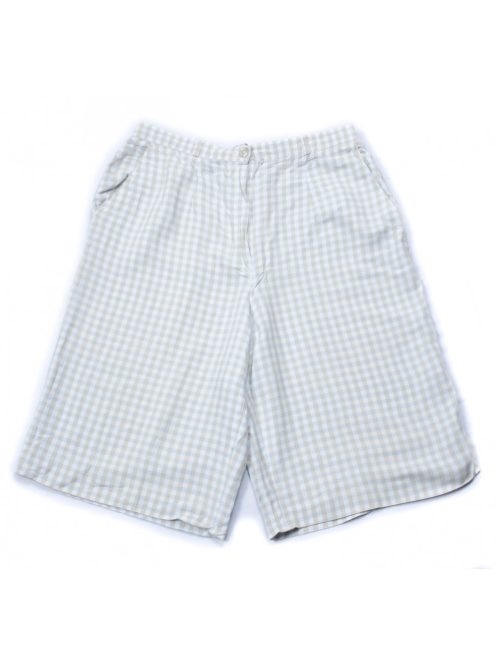 Női fehér, kék szürke apró kockás rövid nadrág, zsebes, gombos, UK 18, L-es méret