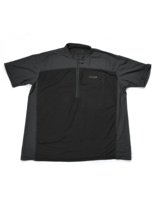 Férfi sport póló, fekete , szürke, részben zipzáros, XXXL méret, Mountainlife