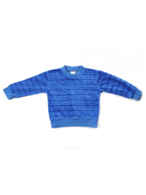 Fiú baba pulóver, plüss, kék,  csíkos, 86-os méret, Würz