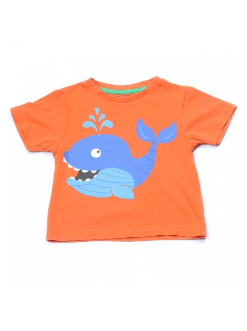 Fiú póló, narancssárga, kék bálnás, baba, 12-18 hónapos méret, Tu