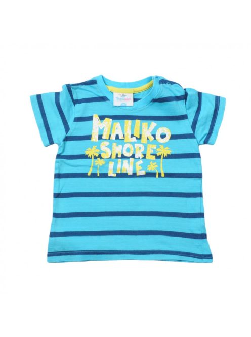 Fiú baba póló, kék, csíkos, színes nyomott mintás, 86-os méret, Topomini