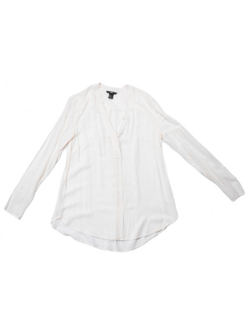 Női ing, törtfehér, anyagában mintás, lekerekített aljú, kivágott, részben gombos, 36-os méret, H&M