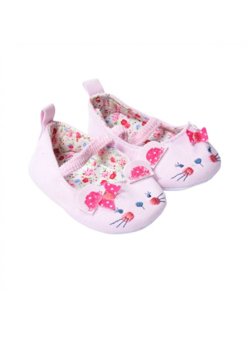 Baba lány cipő, rózsaszín, egeres, gumis pántos, BTH 9 cm, 19-es méret