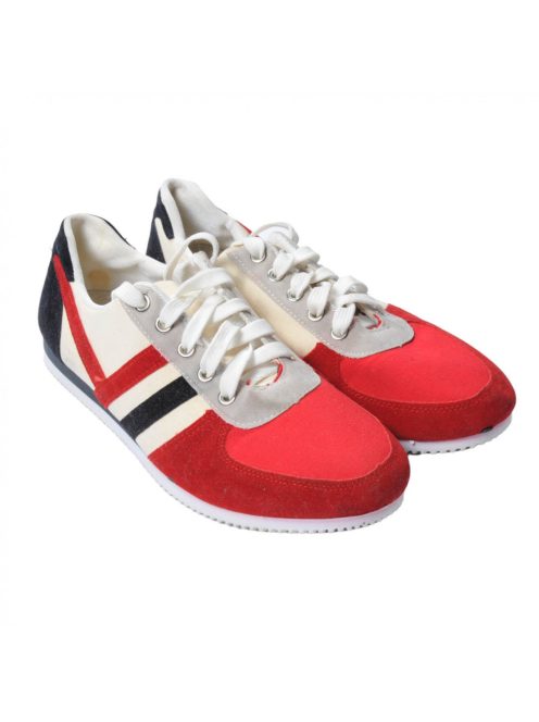 Férfi piros, fehér, kék, fűzős , sport cipő,  UK 7 Eu 40-es méret