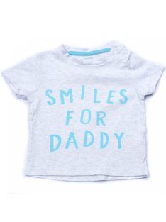   Fiú póló, baba, szürke, kék felirattal, 9-12 hónapos méret, F&F
