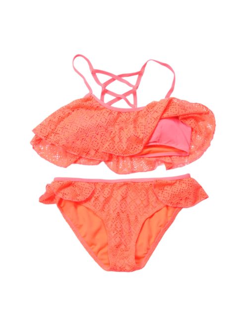 Lány bikini, neon narancssárga, madeirás, 146-152-es méret