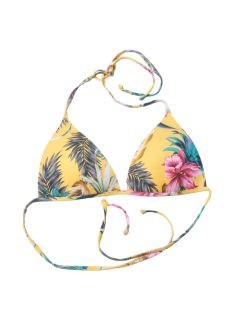   Női  bikini felső, sárga, színes virág és levél mintás, nyakban és hátán is megkötős,  jelölt 40-es méret, H&M