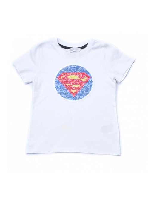Fiú póló, fehér simis DC Batman - Superman, 110-116-os méret, H&M