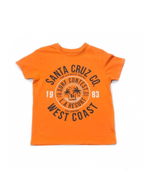 Fiú póló, narancssárga, feliratos, 128-as méret, Primark