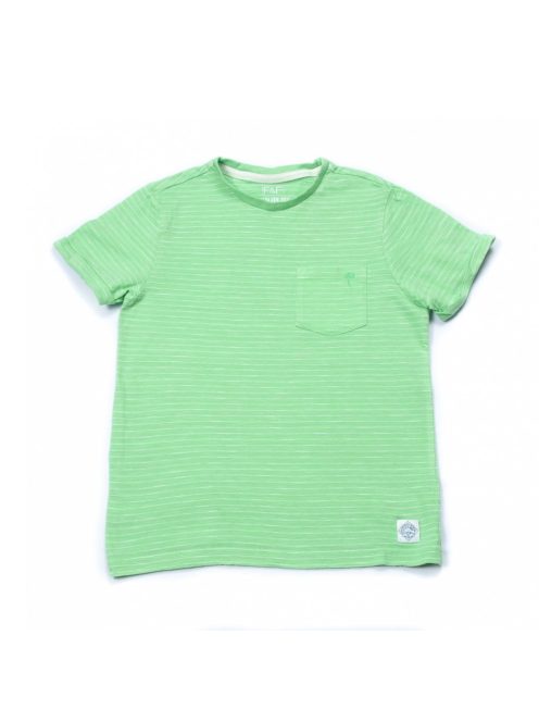 Fiú póló, zöld, fehér csíkos, 128-134-es méret, F&F