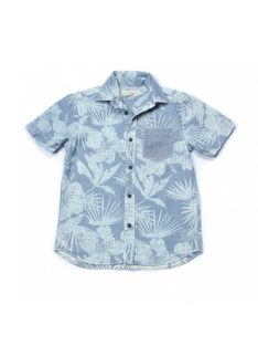   Fiú ing, rövid ujjú, kék, virágos mintával, farmer, 134-es méret, H&M