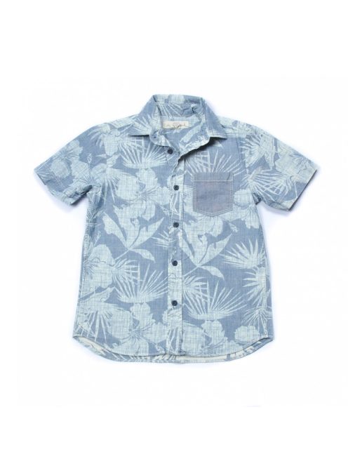 Fiú ing, rövid ujjú, kék, virágos mintával, farmer, 134-es méret, H&M