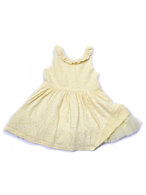 Lány ruha, ujjatlan, sárga, alsószoknyás, tüllös, sárga, fehér virág mintás, 3-4 éves méret, Matalan