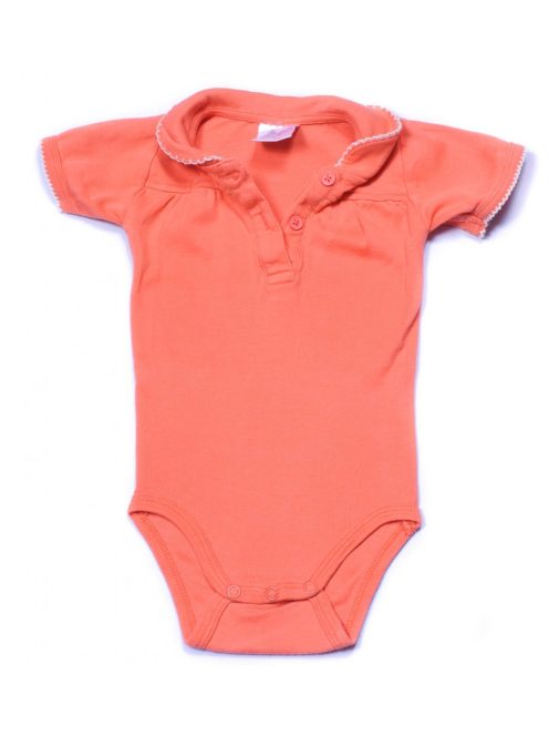Lány baba body, rövid ujjú, narancssárga, galléros, 74-80-as méret, Papagino