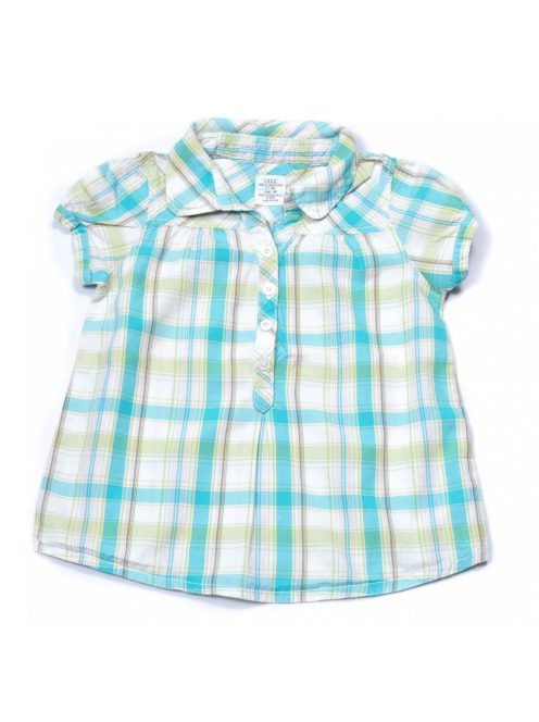 Lány ing, rövid ujjú, fehér, kék kockás, 98-as méret, H&M