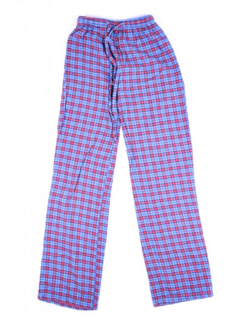 Lány nadrág, pizsama alsó, kék, piros kockás, gumírozott derekú, megkötős, 140-es méret, Yadou