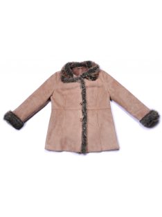   Női kabát, drapp, műszőrme bélés, prémes gallér és ujjak, 40-es, M méret, C&A