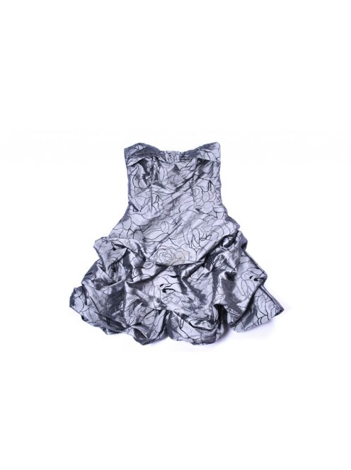 Női ruha,  ujjatlan, szürke, ezüst színű szállal díszített, fekete mintás, , Uk 8, Eu 34, S, Select