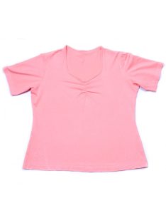   Női póló, rózsaszín, húzott nyakú, lecímkézett, 44-es,  L méret