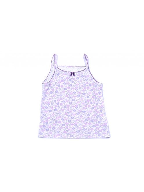 Lány trikó, fehér, színes virágos mintás, 102 cm, Petit Bateau