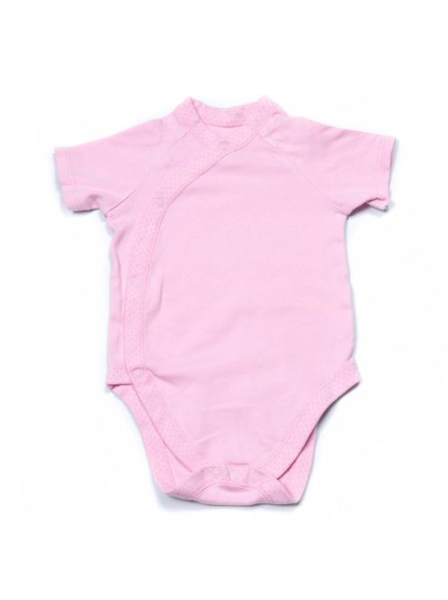 Lány  baba rugdalózó, rövid ujjú, rózsaszín, szegélye rózsaszín pöttyös, 18-24 hónapos méret, F&F