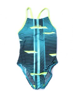   Lány fürdőruha,  úszódressz, kék, zöld, fekete csíkos, 134-es méret, Nabaiji